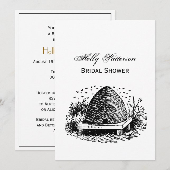 Bubivor och bin #1 Heraldisk vintage Inbjudningar (Fram/baksida)