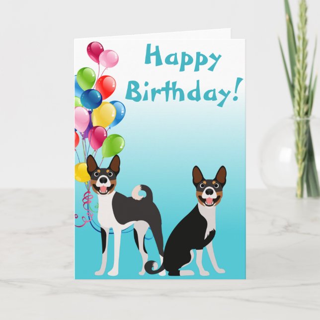 Bublika Bubenji Hound Hund Animal with Balloons Kort (Framsida)