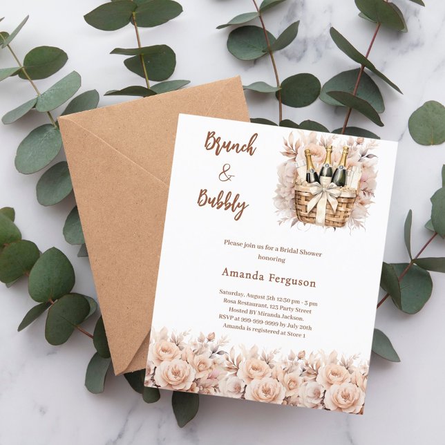 Bubly brunch beige Inbjudningskort för möhippan (Skapare uppladdad)