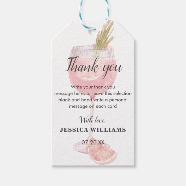 Bubly Brunch Elegant Rosa Cocktail Möhippa Presentetikett (Framsidan)