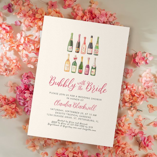 Bubly Champagne Flaskor Inbjudningskort för möhipp (Skapare uppladdad)