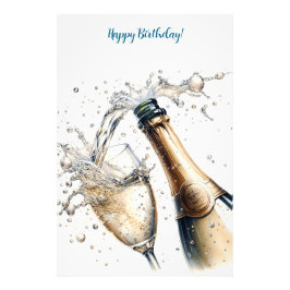 BubLY champagne Grattis på födelsedagen Fototryck