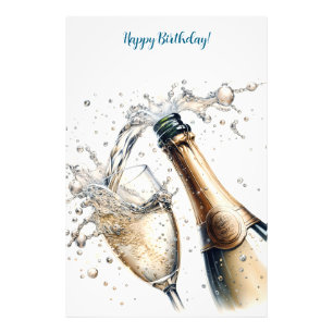 BubLY champagne Grattis på födelsedagen Fototryck