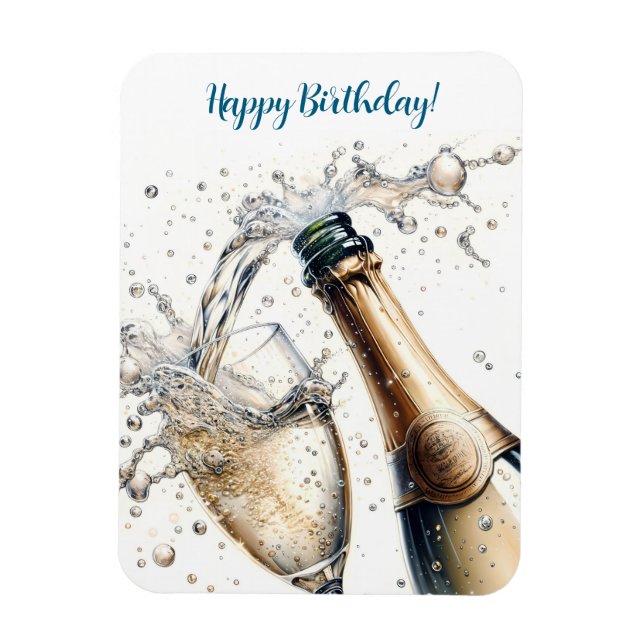 BubLY champagne Grattis på födelsedagen Magnet (Vertikal)