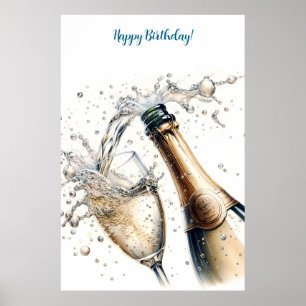 BubLY champagne Grattis på födelsedagen Poster