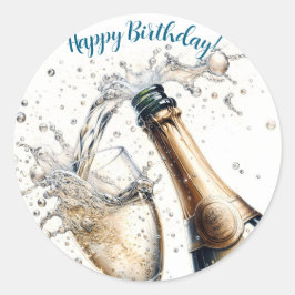 BubLY champagne Grattis på födelsedagen Runt Klistermärke