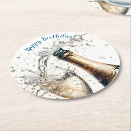 BubLY champagne Grattis på födelsedagen Underlägg Papper Rund