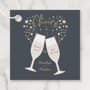 Bubly Cheers Champagne Bubbles Heart Favor Taggar Gåvor Etiketter