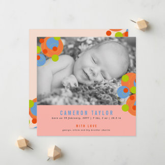 Bubly Circles Flicka Photo Birth Notice Meddelande