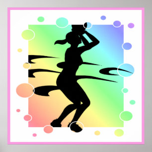 Bubly Dam Basketball Player Silhouette Poster