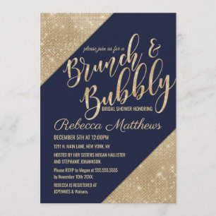 Bubly Faux Glitter Sequin Brunch guld Inbjudningar