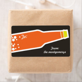 Bubly Flaska New Year Helgdag Gift Märkre-etikett Fraktsedel