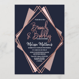 Bubly Mauve Geometric Brunch Bubly ro Guld Inbjudningar