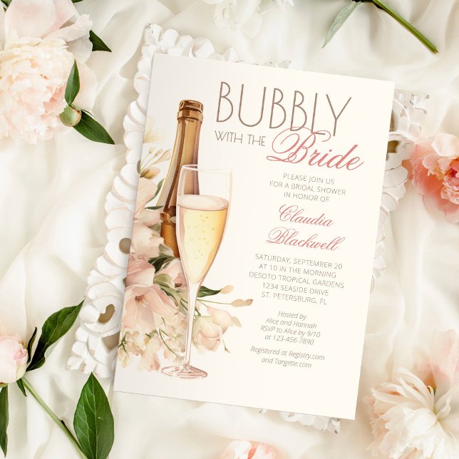 Bubly med Möhippan Bride Champagne Inbjudningar (Skapare uppladdad)
