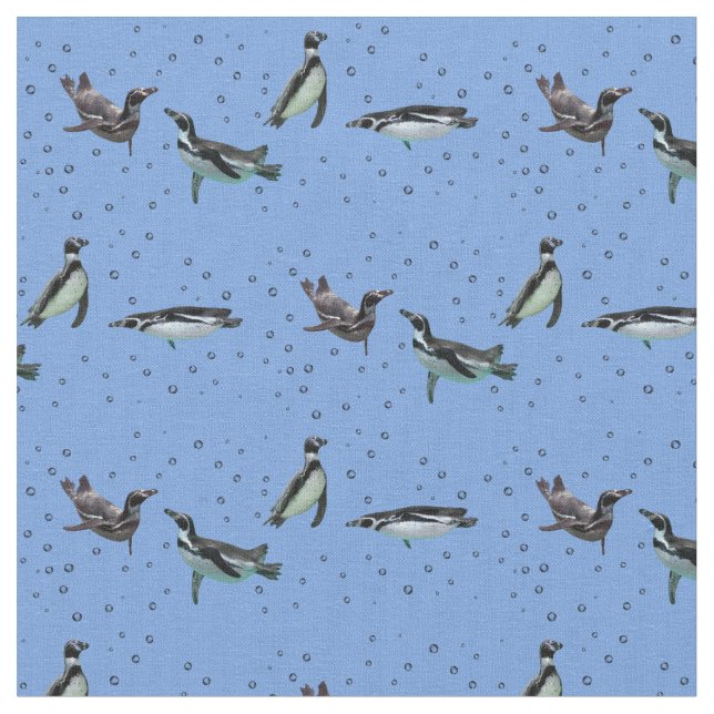Bubly Penguins Fabric (ljusblå) Tyg (Närbild)