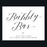 Bubly Pub Chic Möhippa eller Bröllop-tecken Poster<br><div class="desc">Elegant Calligraphy Script Möhippa eller Bröllop Sign - Bubly Pub Bord Sign - Pop fizz clink, låt oss en drink till. En snyggt men ändå enkel formgivning i svartvitt eller valfritt färg i bakgrunden. Klicka bara på den anpassade länken, som visas under textanpassning på högerna, och välj anpassningsbarnas bakgrund färg....</div>