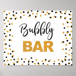 Bubly Pub Party Sign Black och Guld Glitter Poster