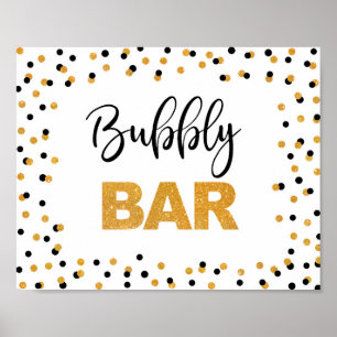Bubly Pub Party Sign Black och Guld Glitter Poster