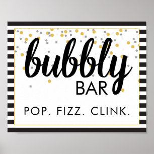 Bubly Pub Party Sign Black och Guld Poster