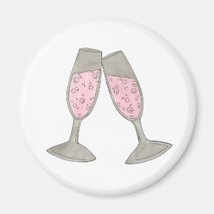 Bubly Rosa Champagne Glass Cheers Bröllop Magnet
