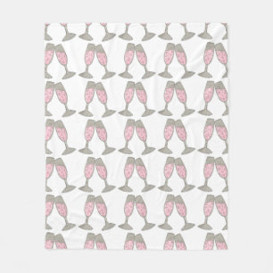 Bubly Rosa Champagne Glass Cheers Bröllop Toast Fleecefilt