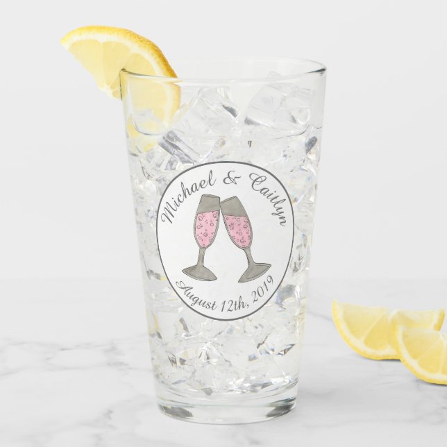 Bubly Rosa Champagne Glass Toast Wedor Favor Glaskopp (Framsida Ice)