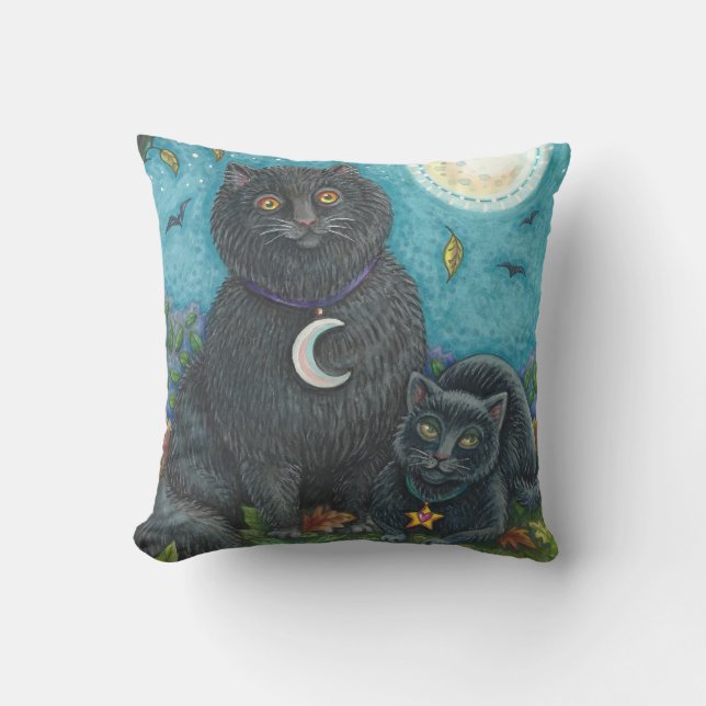 BUBO OCH PYEWACKET, SVARTA KATTER DEKORATIV KUDDE (Framsida)