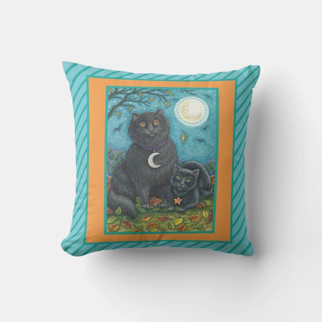BUBO OCH PYEWACKET, SVARTA KATTER DEKORATIV KUDDE (Framsida)