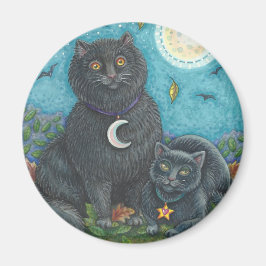 BUBO OCH PYEWACKET, SVARTA KATTER MAGNET Round