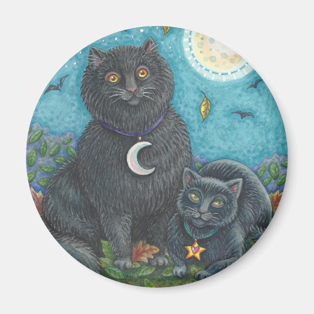 BUBO OCH PYEWACKET, SVARTA KATTER MAGNET Round (Framsidan)