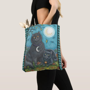 BUBO & PYEWACKET BLACK CAT SHOULDER TOD BAG TYGKASSE