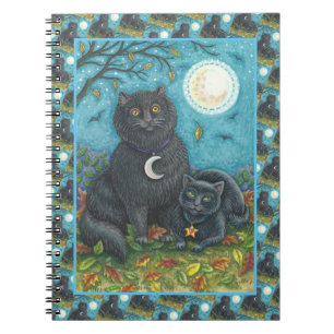 BUBO & PYEWACKET SVARTA KATTER, HALLOWEEN FOLK ART ANTECKNINGSBOK