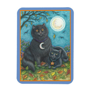 BUBO & PYEWACKET SVARTA KATTER, HALLOWEEN FOLK ART MAGNET