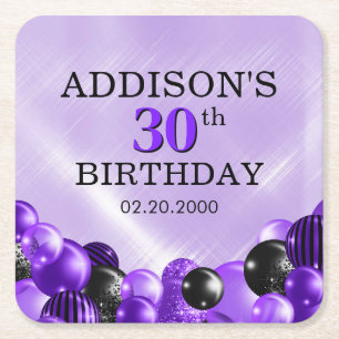 Buboner Lila Birthday Underlägg Papper Kvadrat