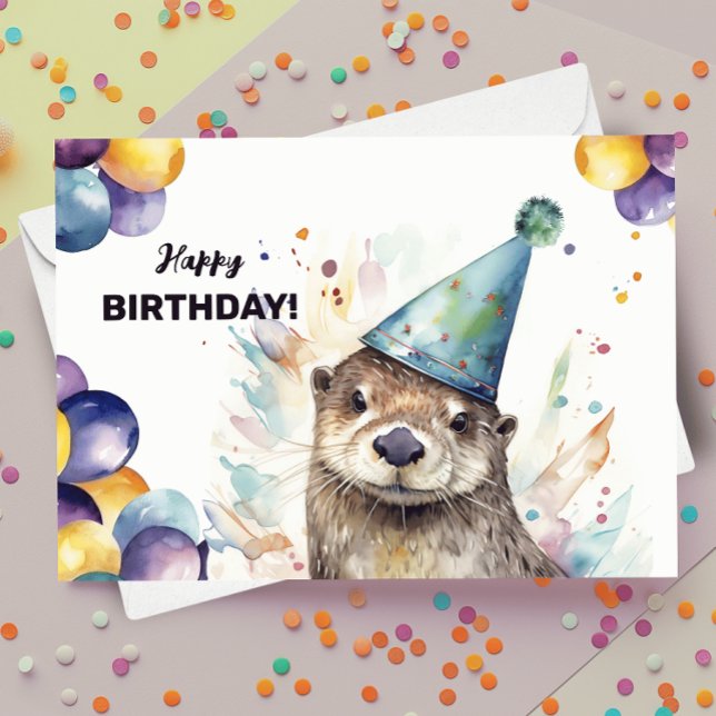 Buboner och Party Hat Grattis på födelsedagen Kort (Skapare uppladdad)