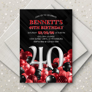 Buboner Red 40 Birthday Inbjudningar