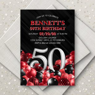Buboner Red 50 Birthday Inbjudningar