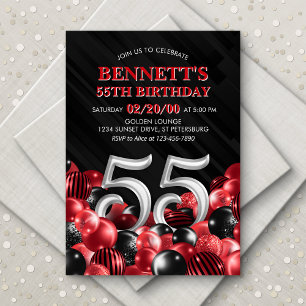 Buboner Red 55 Birthday Inbjudningar