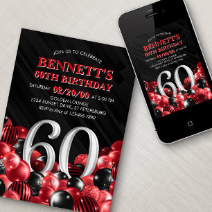 Buboner Red 60 Birthday Inbjudningar