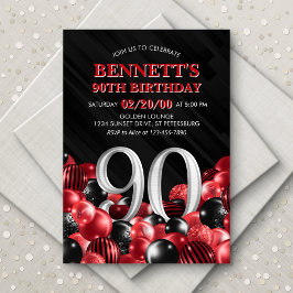 Buboner Red 90:e Birthday Inbjudningar