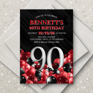 Buboner Red 90:e Birthday Inbjudningar
