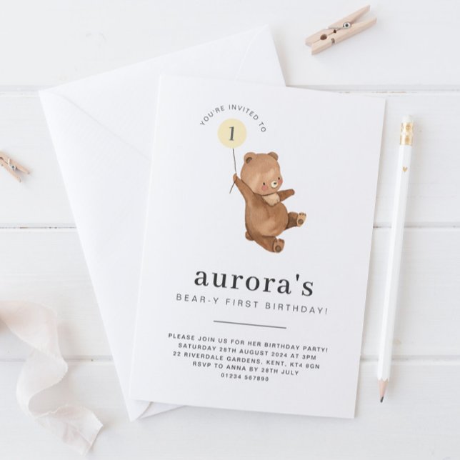 Bubrik Gult för första födelsedagarinbjudan Inbjudningar (Skapare uppladdad)