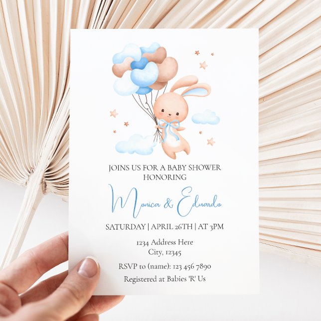 Bubrik och Balloons Boy Baby Shower-inbjudan Inbjudningar (Skapare uppladdad)