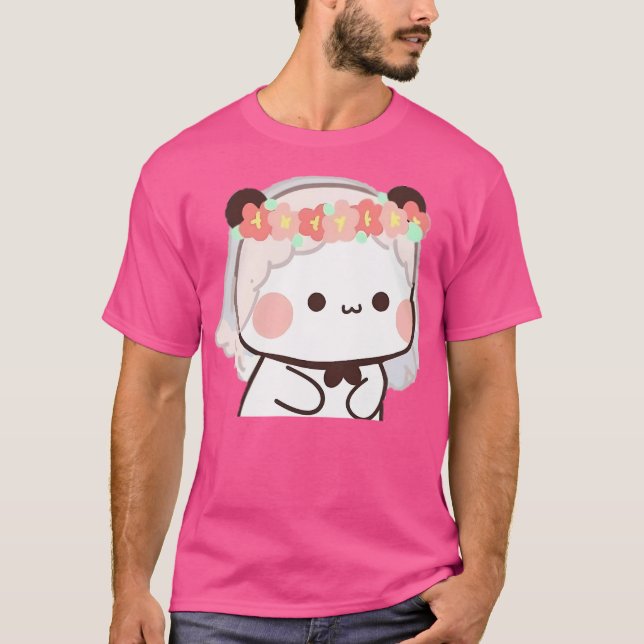 Bubu-björn och Panda par persikor och gå T Shirt (Framsida)