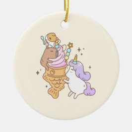 Bubu Guinea-gris, Unicorn Taiyaki Glass Julgransprydnad Keramik