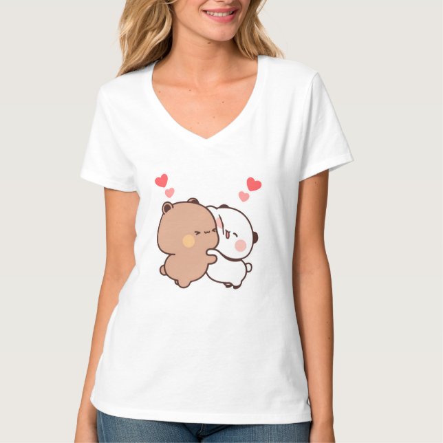 Bubu och Dudu, Panda och Brownie Bear Couple T Shirt (Framsida)