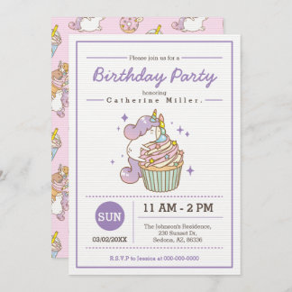 Bubu och Moonch Unicorn Birthday Inbjudningar