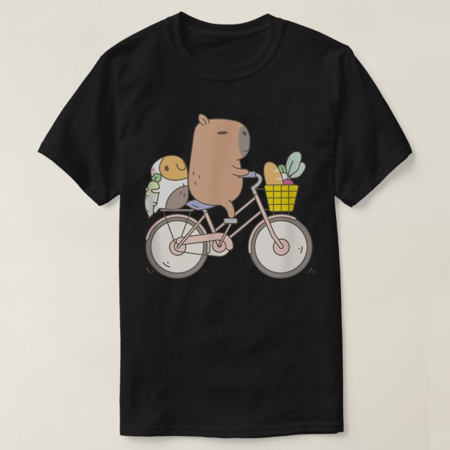 Bubu The Guinea Pig Biking Funny Animal  T Shirt (Design framsida)