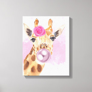 Bububblegum Flower Giraffe Canvastryck