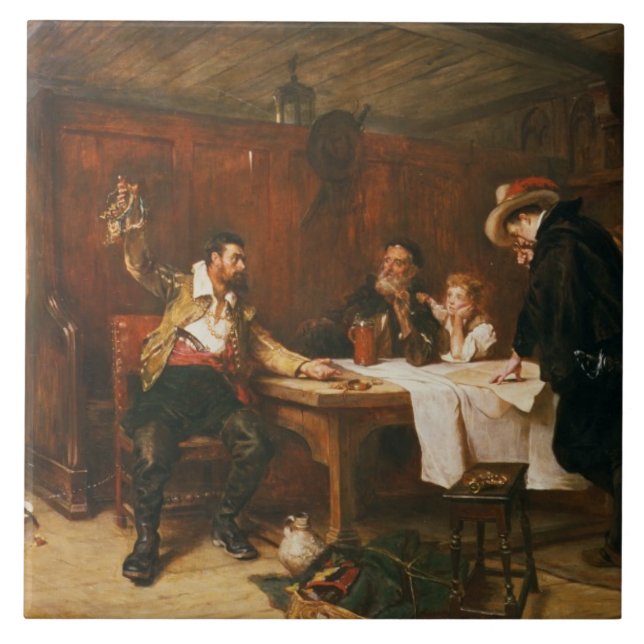 Buccaneer'sens berättelse (olja på kanfas) kakelplatta (Framsidan)